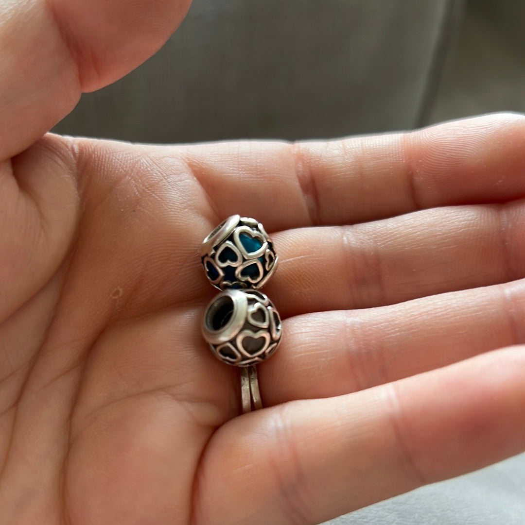 Unbranded Pair of Encased in Love Glass Silver Charm