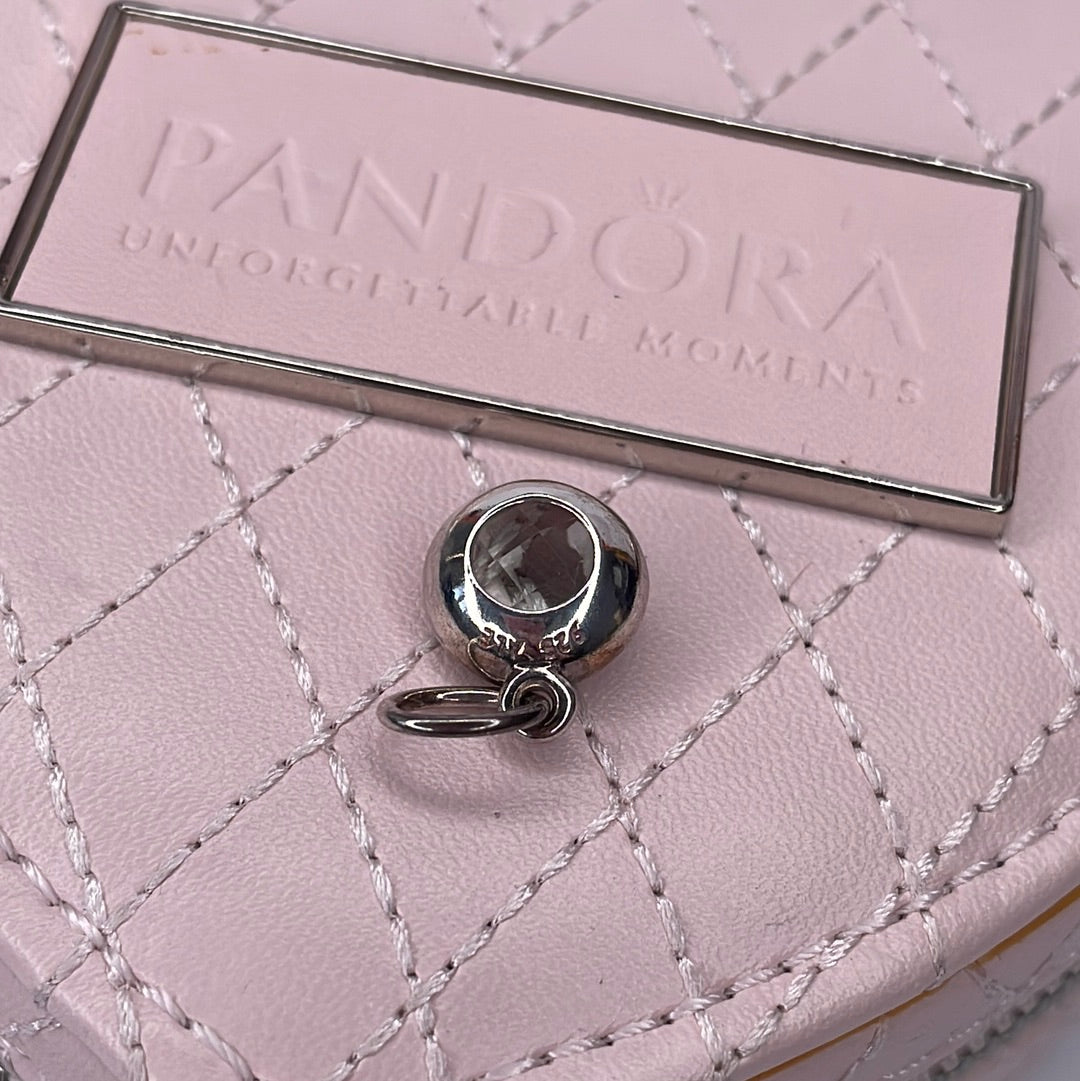 Genuine Pandora RARE Large Green quartz Faceted Glass Dangle Pendant  Charm HTF