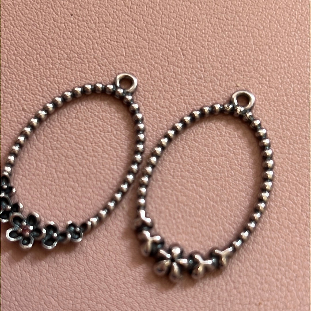 Genuine Pandora Black Stone Wanda Pansy RARE HTF Compose Charms for Earrings