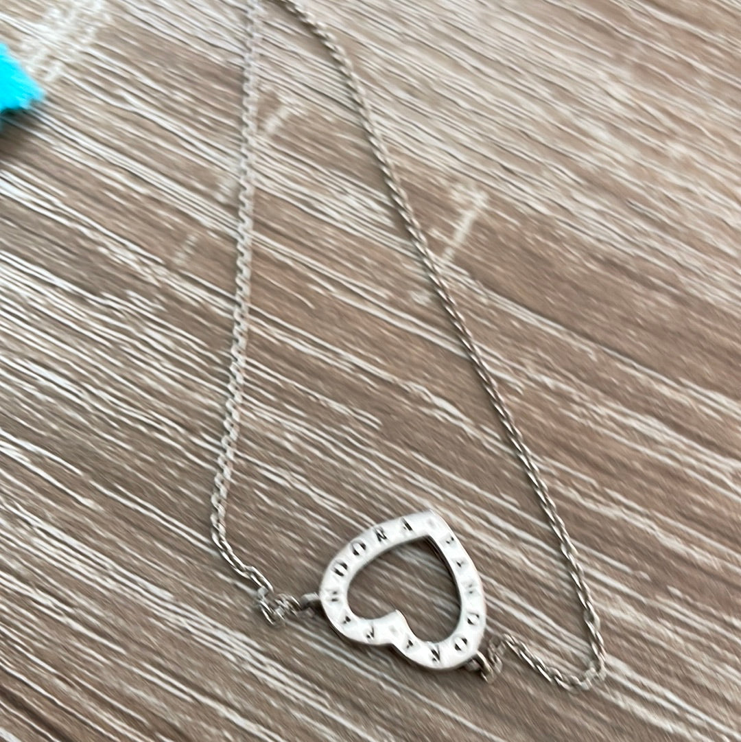 Genuine Pandora Pave Heart Necklace 40cm Chain