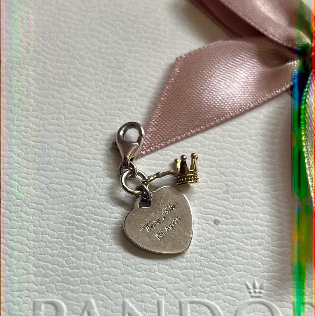 Genuine Thomas Sabo Sterling Silver Heart Mum with Gold CrownClip Charm