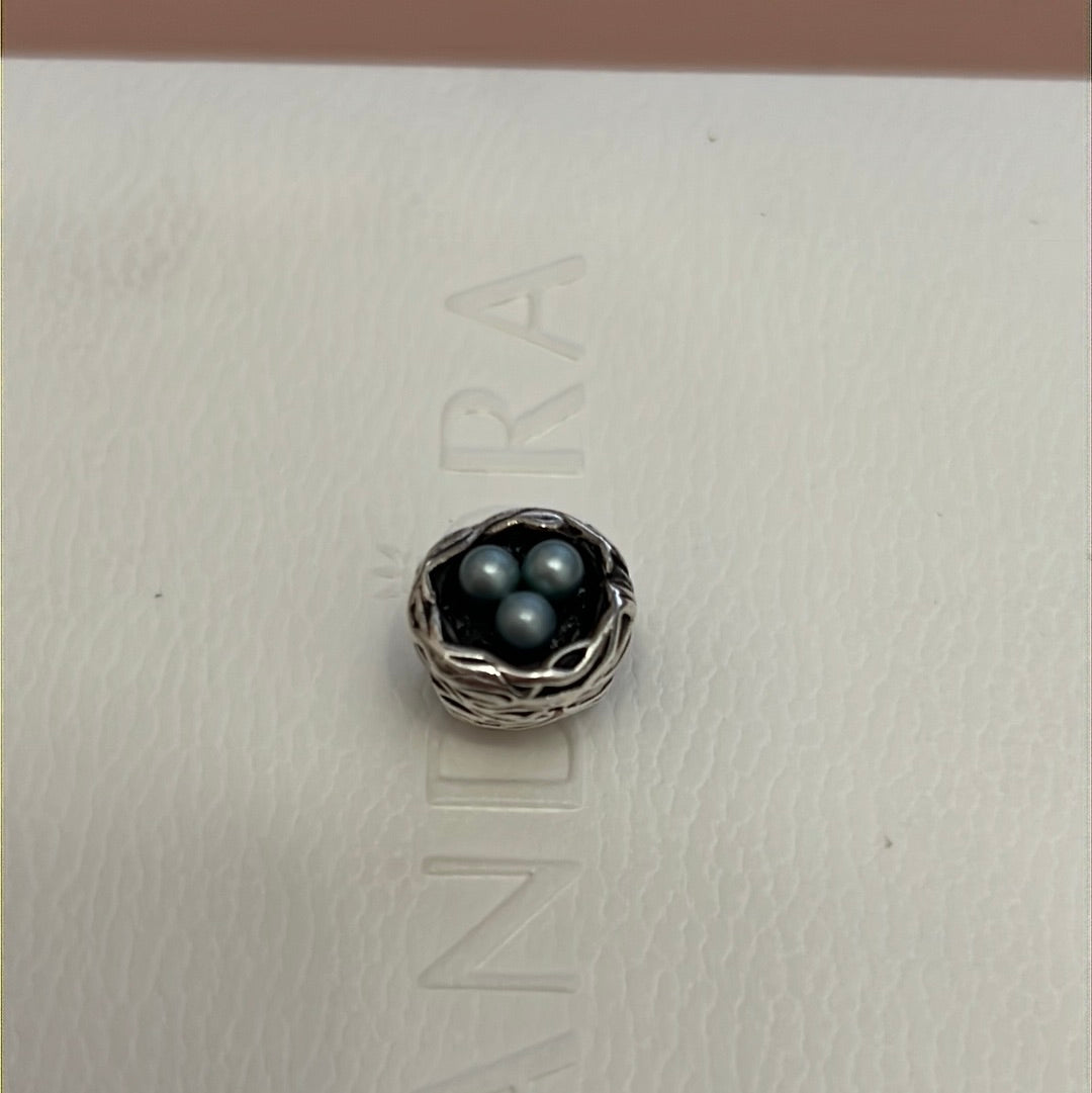 Genuine Chamilia Bird Nest Grey Eggs Rare Charm