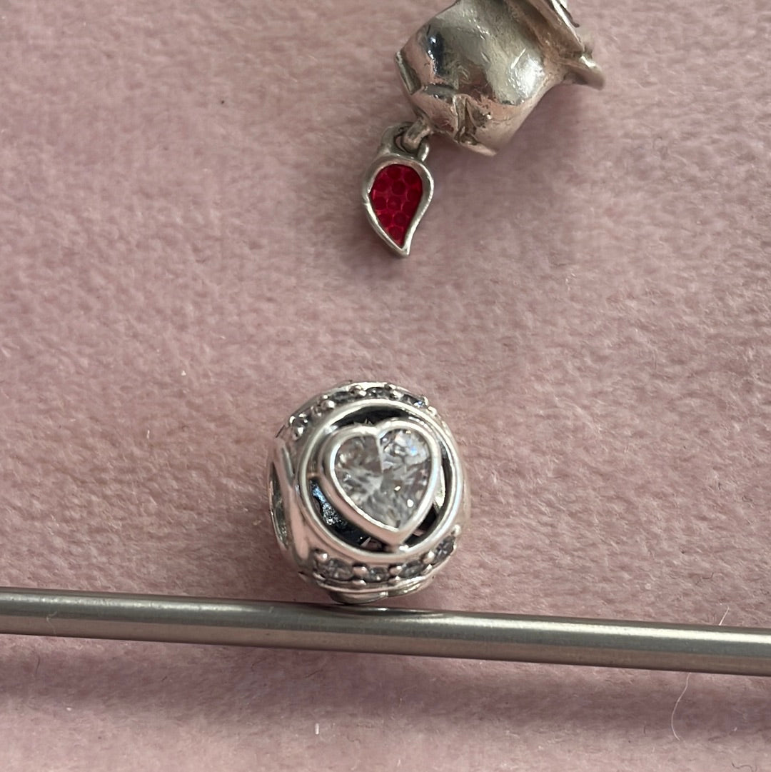 Genuine Pandora Love Heart Pave Charm