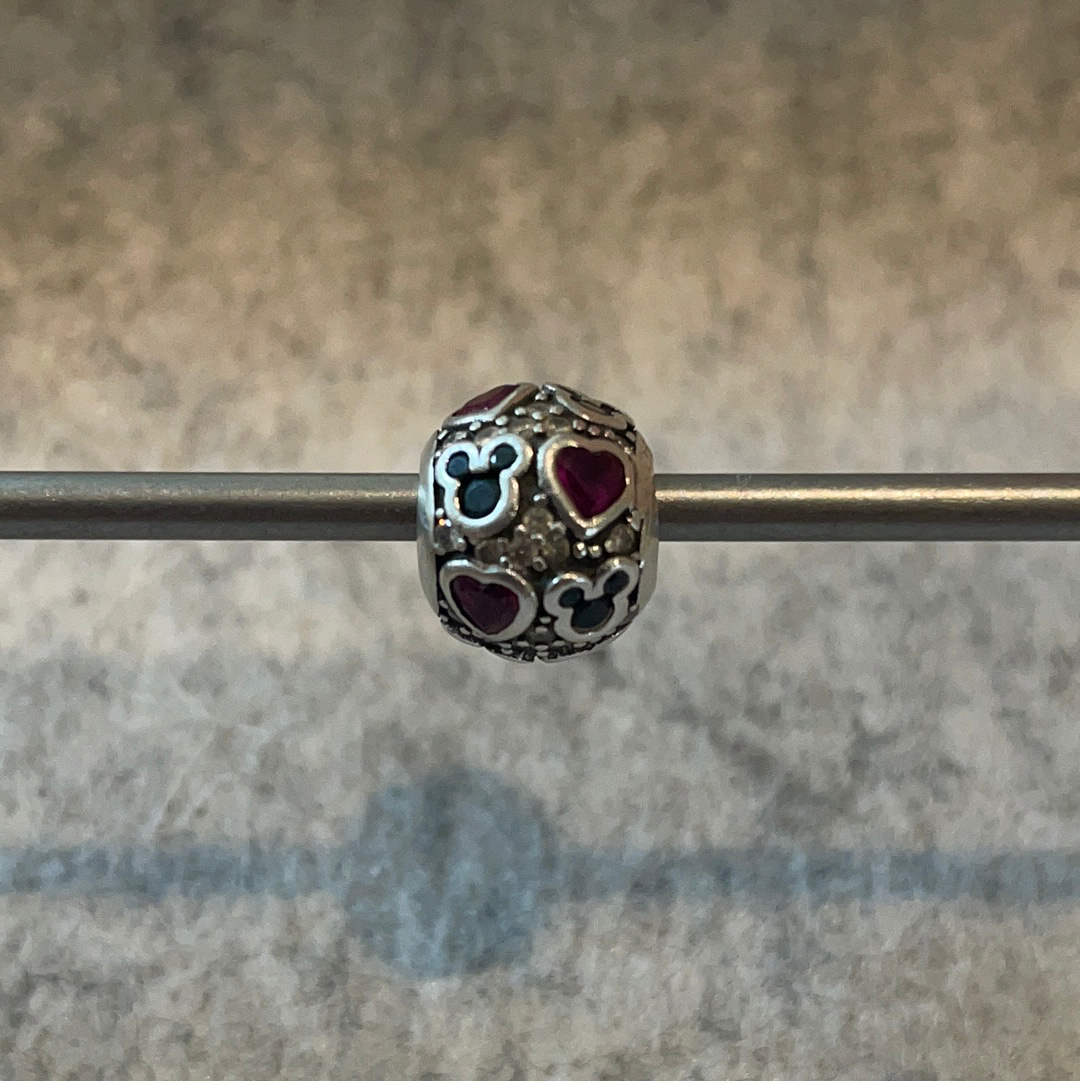 UNBRANDED Disney Mickey Mouse Heads Black and Clear CZ Pave Charm CHEAP