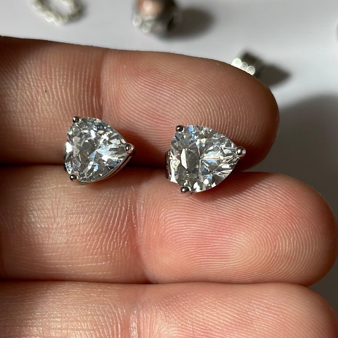 Brand New Sterling Silver CZ Heart Earrings