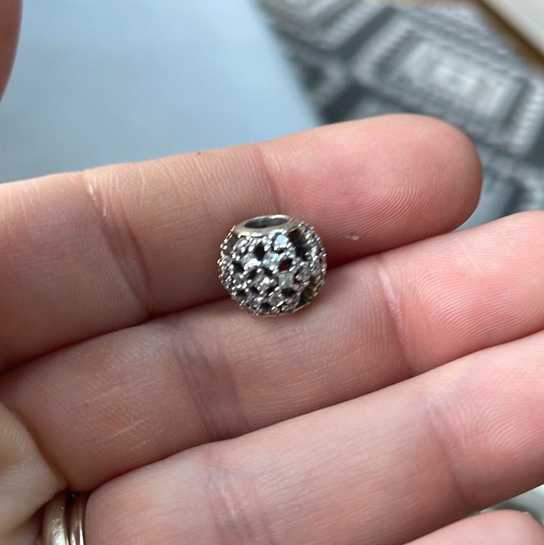 Genuine Pandora Pave Delicate Sparkle Flower Charm