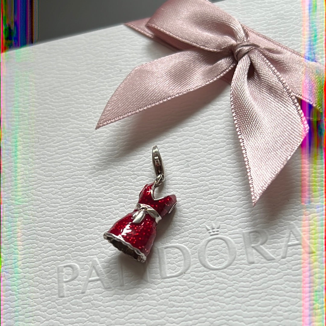 Thomas Sabo Sterling Silver Enamel Dangle Charm Red Dress