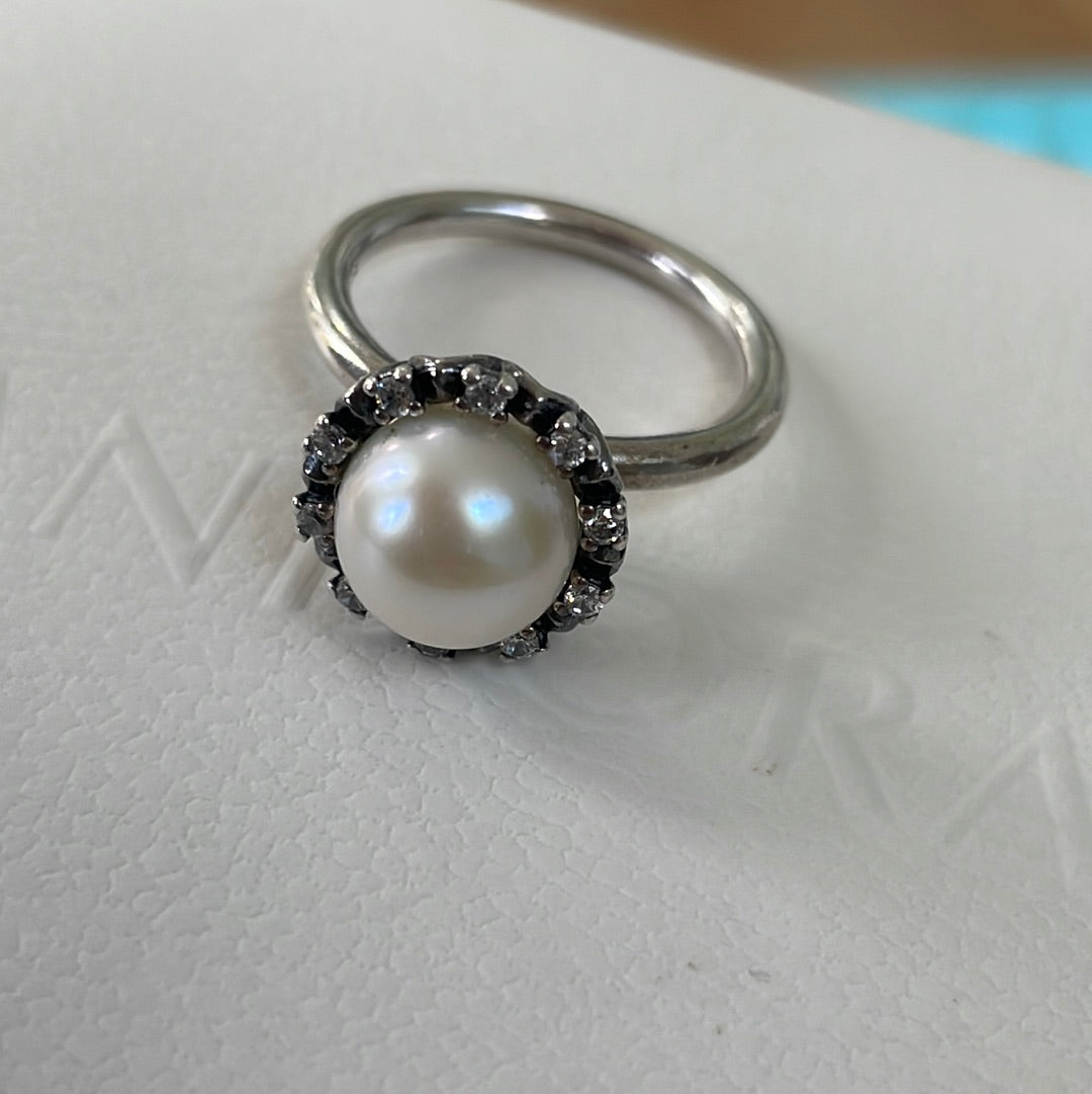 Genuine Pandora Everlasting Grace Pearl Ring Size 54 RARE HTF