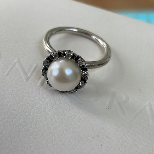 Genuine Pandora Everlasting Grace Pearl Ring Size 54 RARE HTF