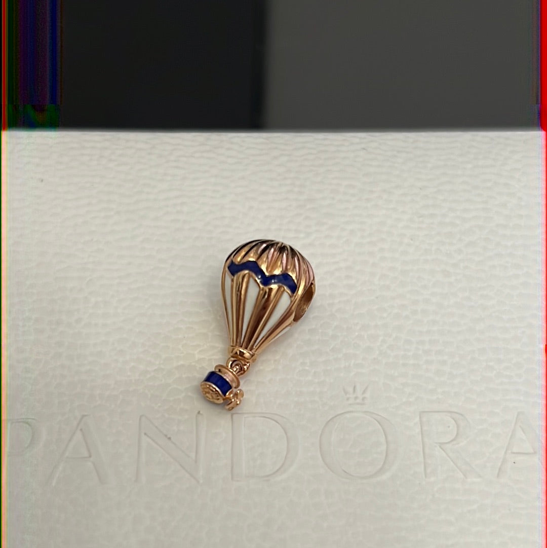 Genuine Pandora Rose Gold Hot Air Balloon Charm Cream and Blue