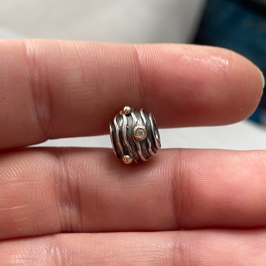 Genuine Pandora Two Tone Diamond Ripple Twinkle HTF  Charm