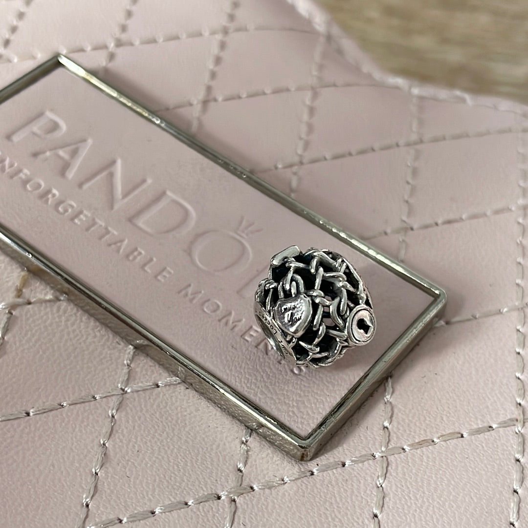 Genuine Pandora Openwork Chain and Lock I Love You Charm