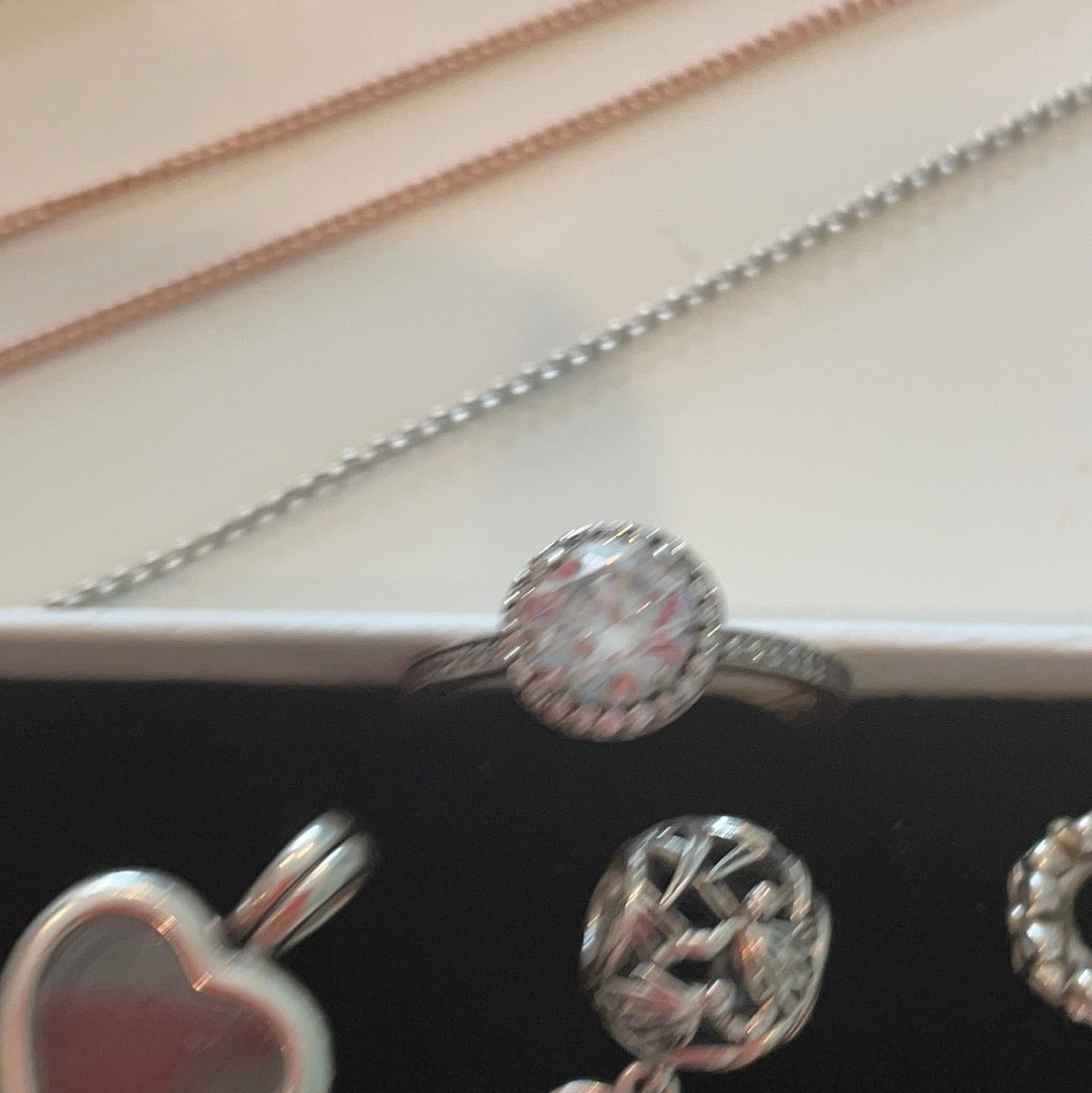 Genuine Pandora Pave Circle Clear CZ Stone Ring Size 52