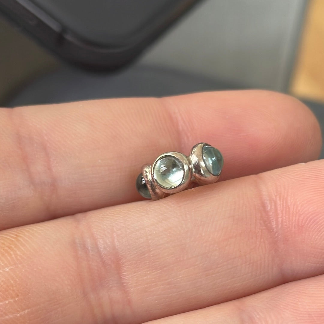 Genuine Pandora Light Aquamarine Topaz Spacer Goodbye Kiss Cabochon