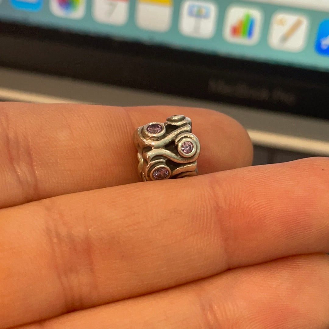 Genuine Pandora Purple Ocean Waves Swirl Bark Abstract Charm