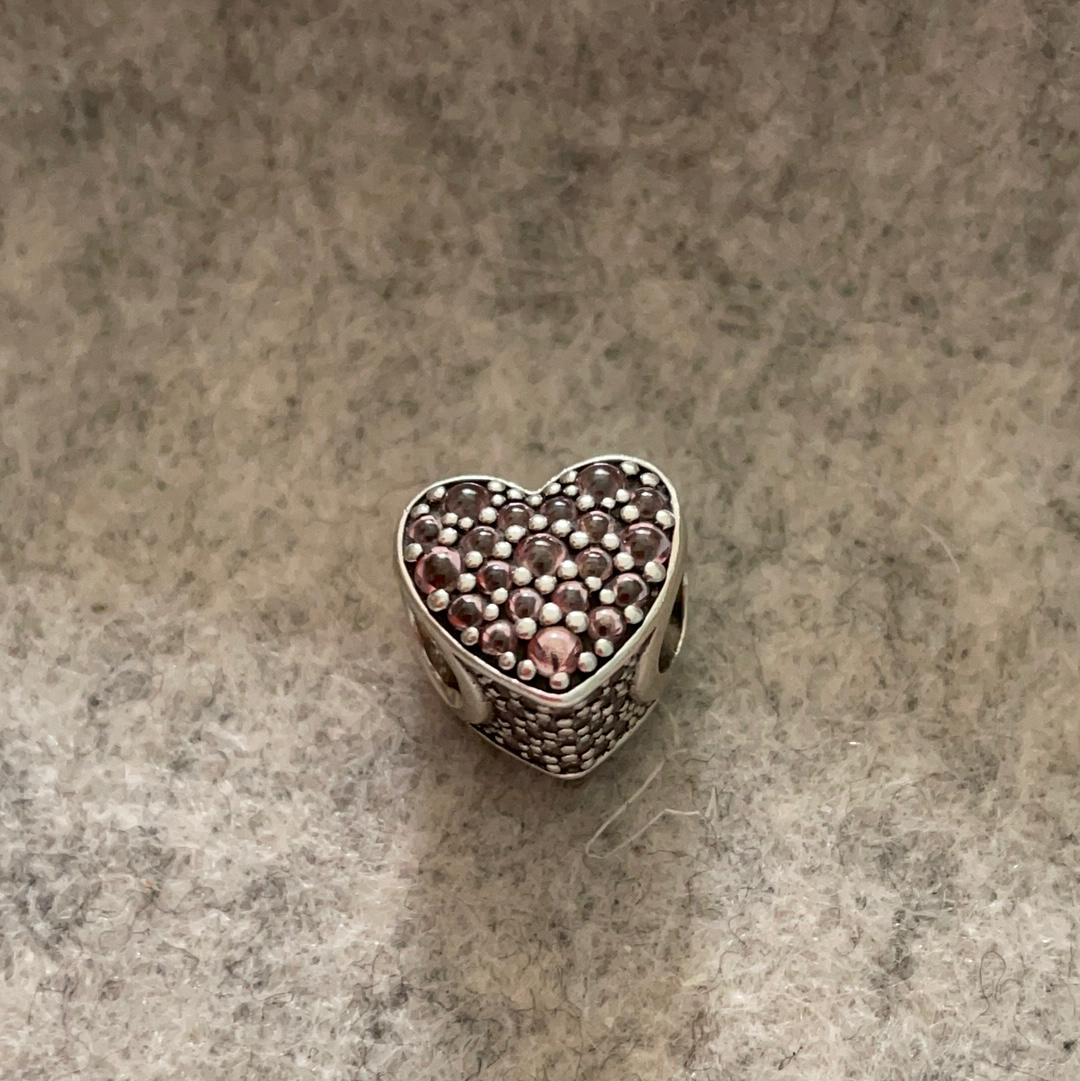 Genuine Pandora Pave Droplet Pink Heart Sparkle Charm