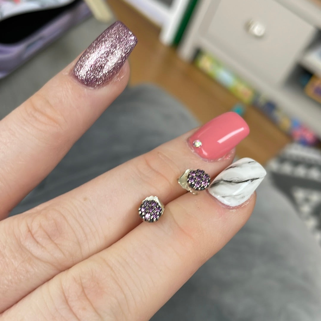 Genuine Pandora Purple Pave Circle Stud Earrings