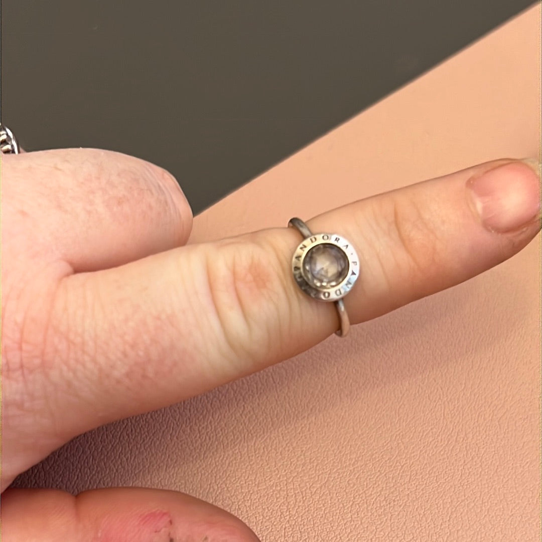 Genuine Pandora Clear CZ Logo Pandora Word Ring 54
