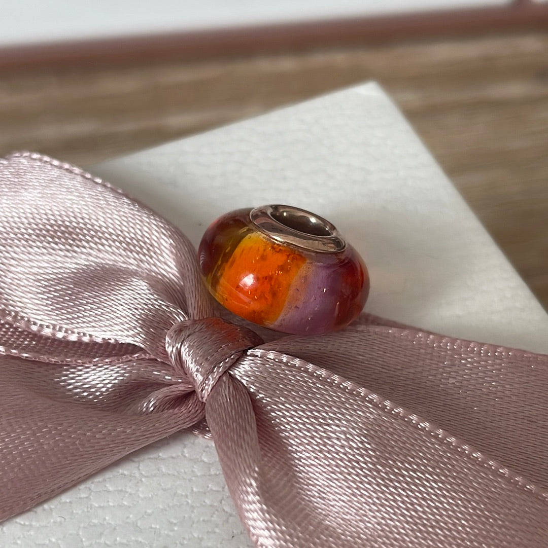 Genuine Pandora Rose Gold Sunset Glitter Murano Charm