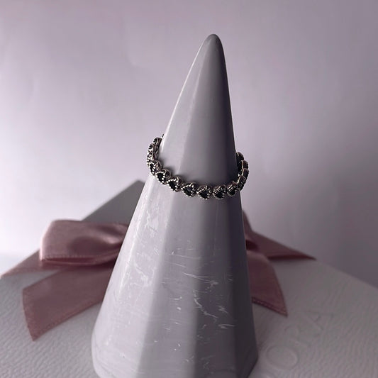 Genuine Pandora Beaded Heart Openwork Ring