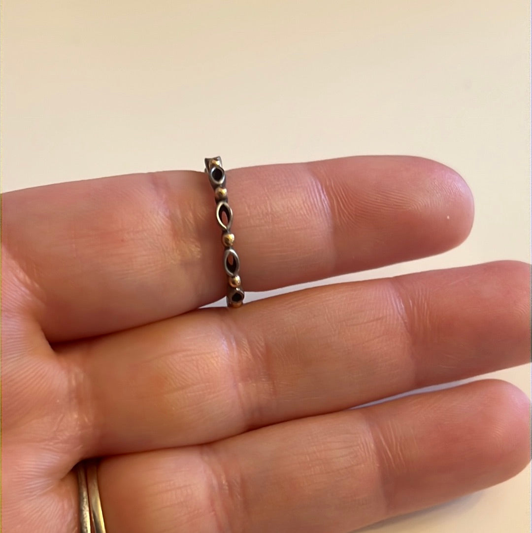 Genuine Pandora Two Tone RARE Gold Dot Oval Openwork Ring Size 56