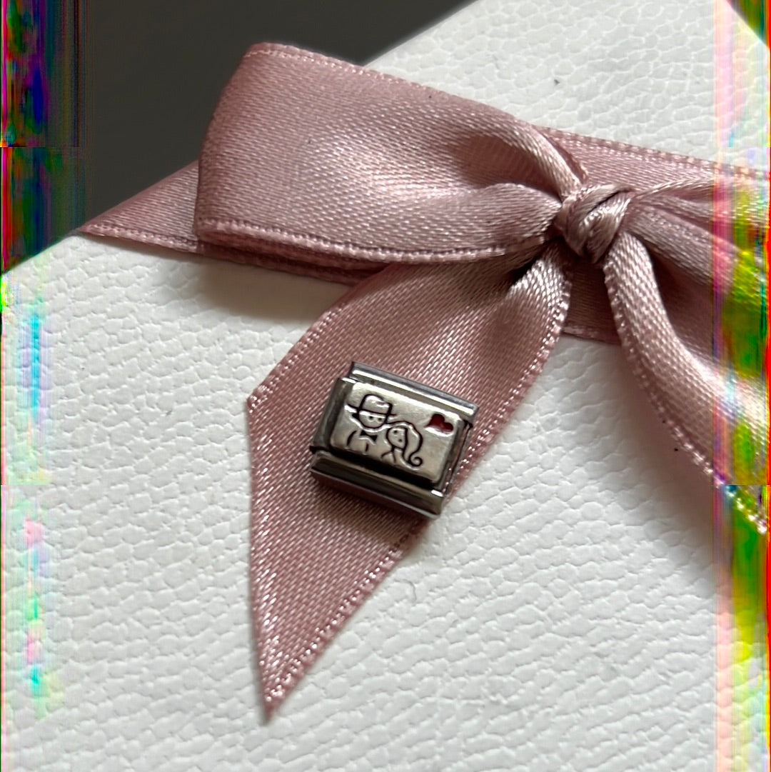 Genuine Nomination Silver Link Charm Enamel Couple Man and Wife Love