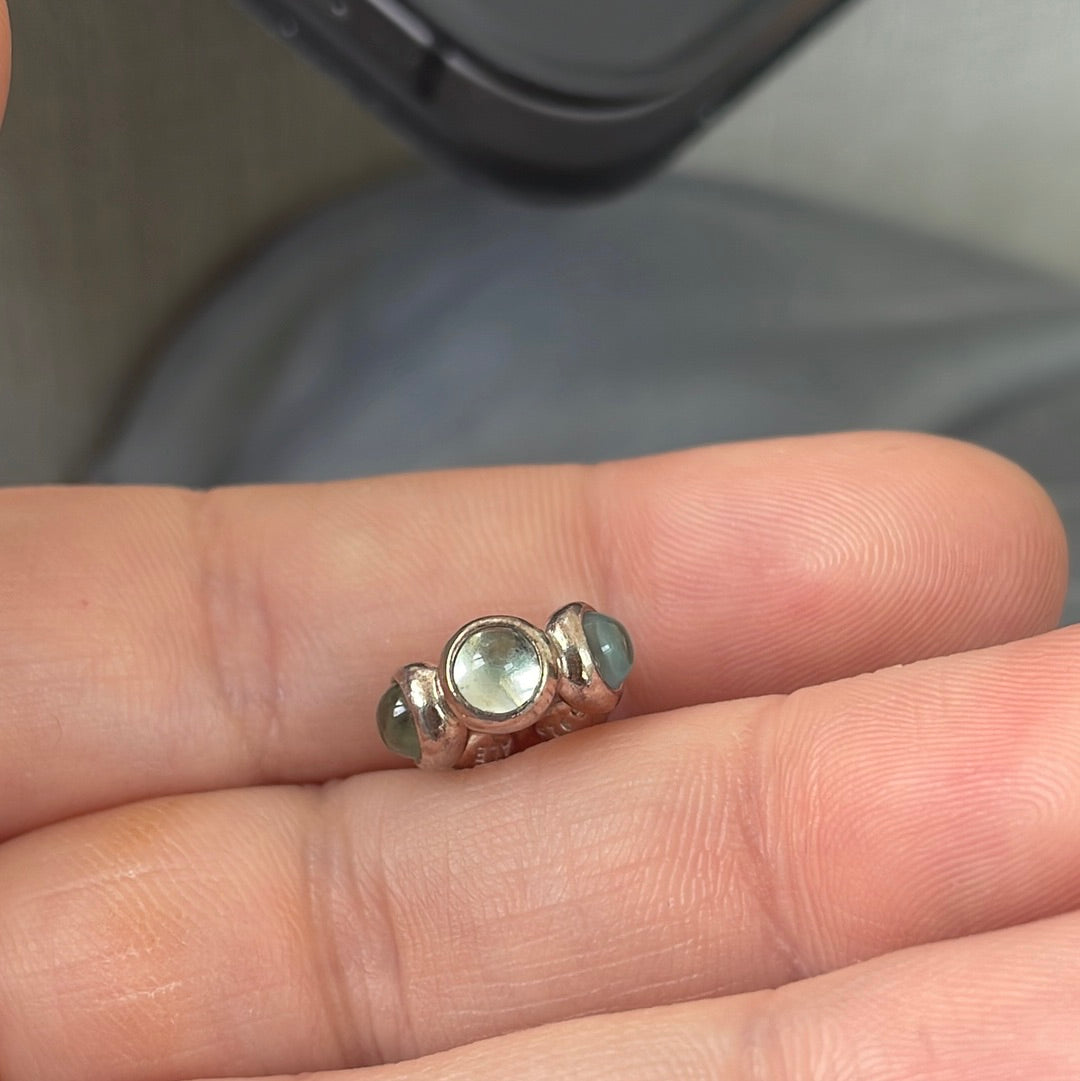 Genuine Pandora Light Aquamarine Topaz Spacer Goodbye Kiss Cabochon