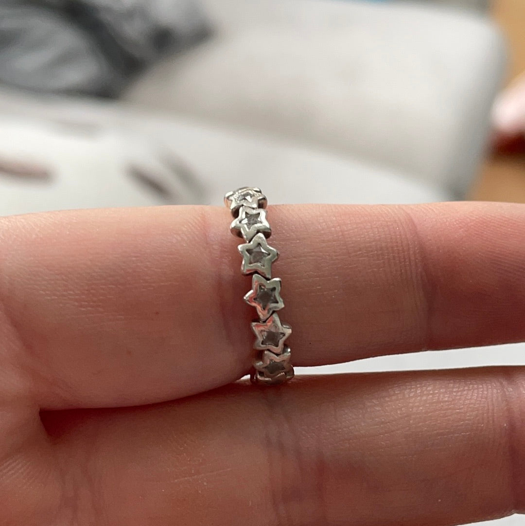 Genuine Pave Star Ring Band Stacker Size..