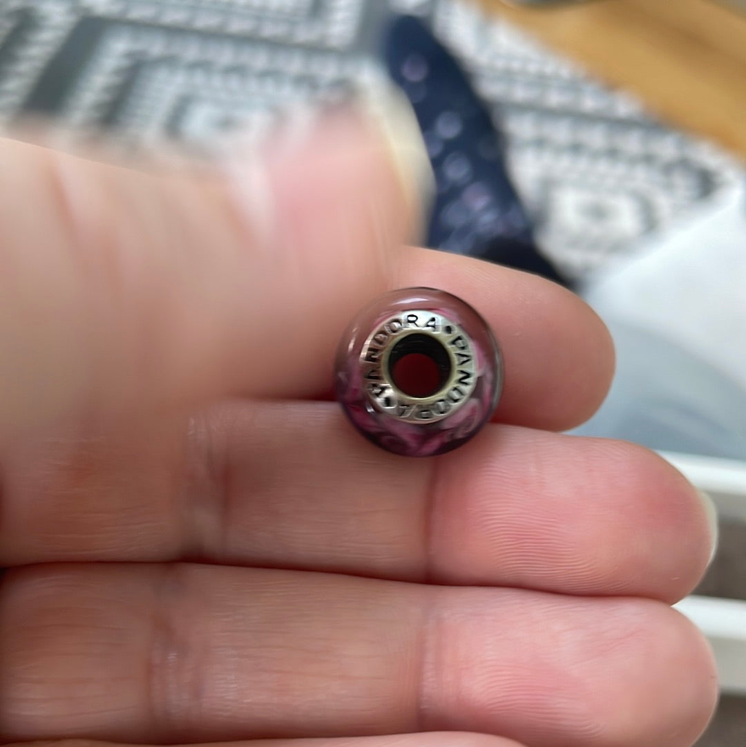 Unbranded Lilac Swirl Glass Murano Charm