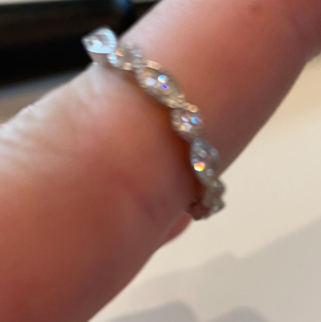 Sterling Silver Cz Pave Band of Circle and Oval Band Ring Size 56