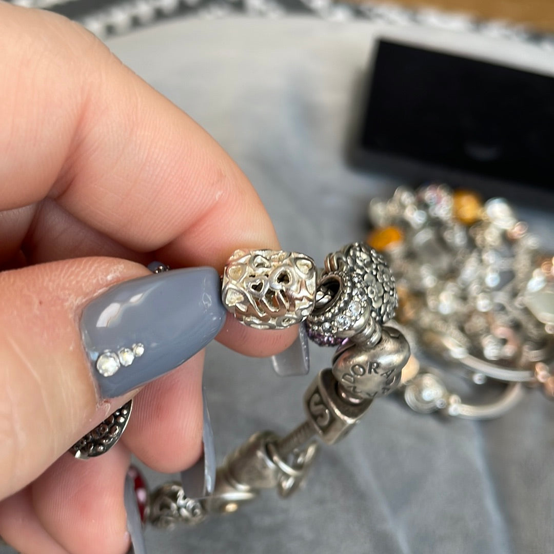 Genuine Chamilia Mum Heart Charm Openwork