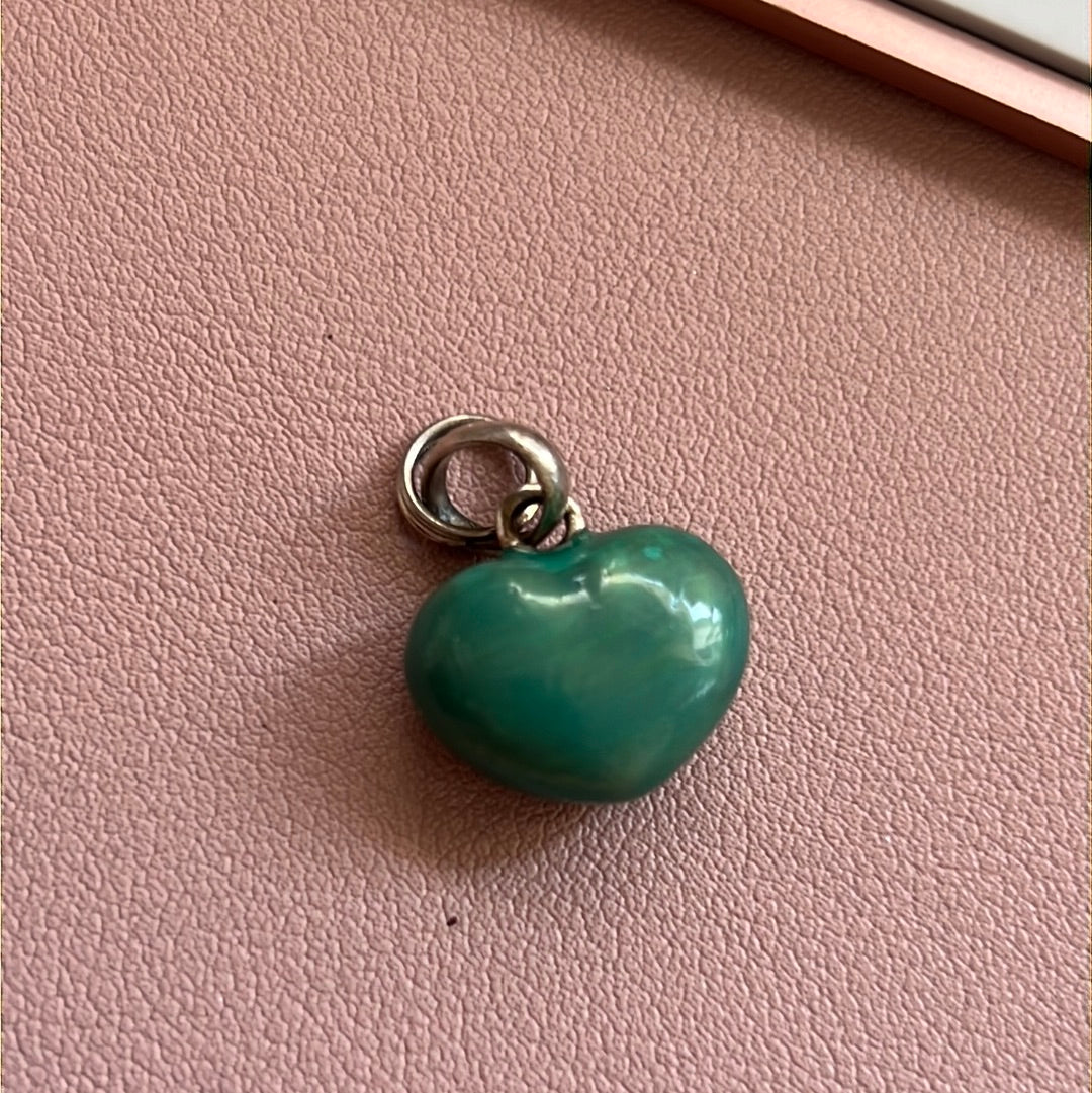 Genuine Links of London Green Enamel Heart Charm fits on Sweetie Bracelet