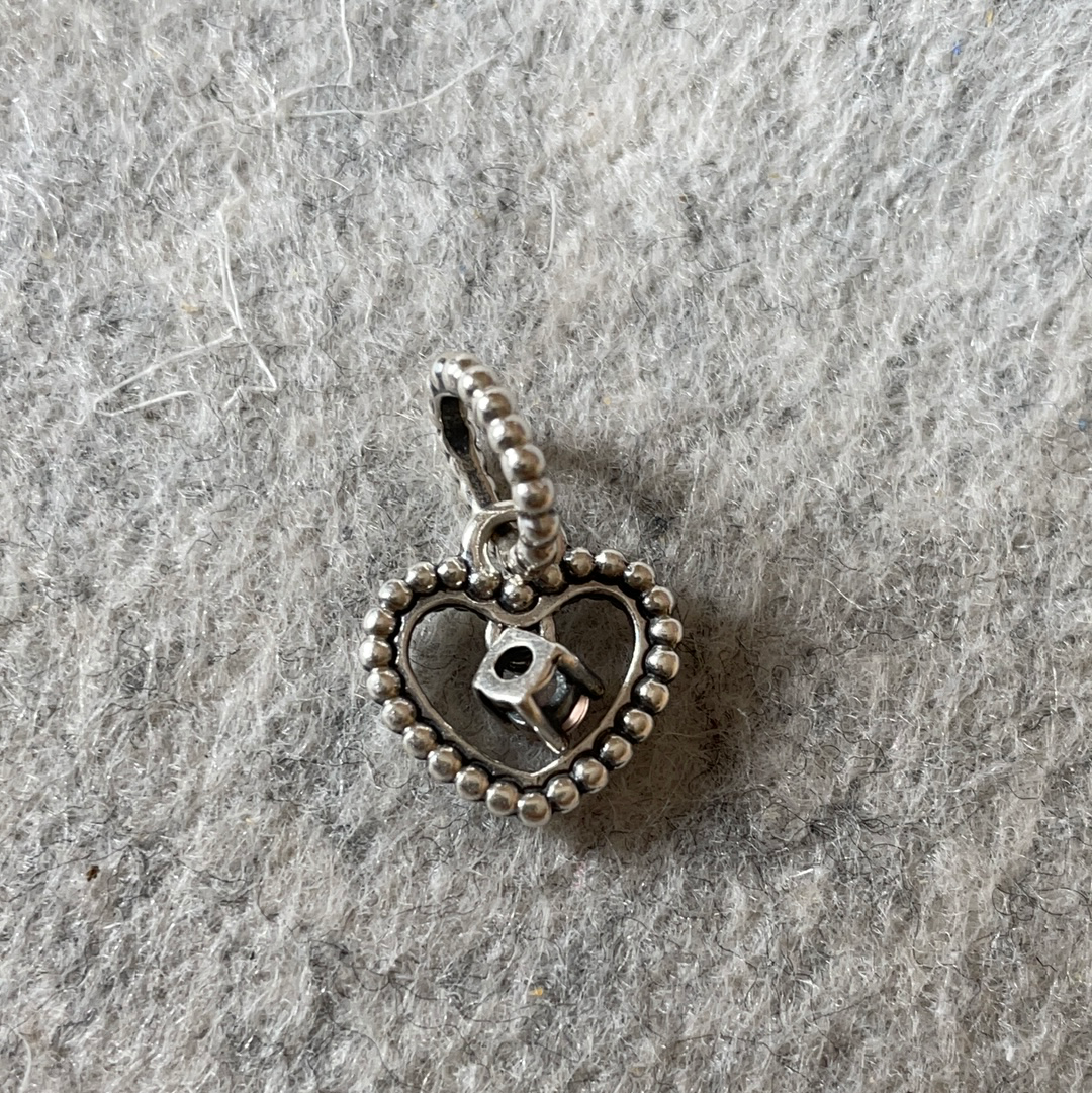 Genuine Pandora Light Dusty Pink Stone Birthstone Beaded Heart Dangle