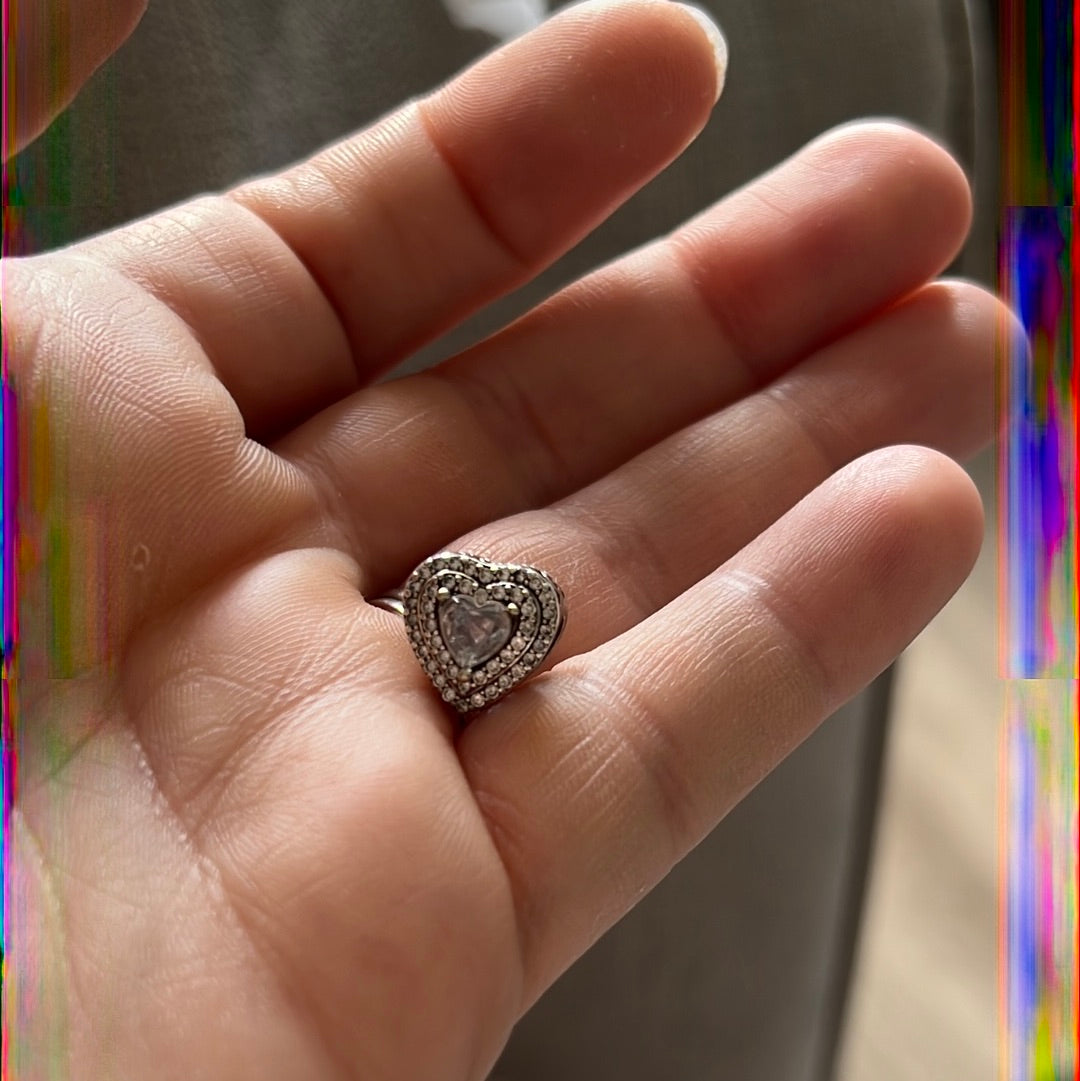 Genuine Pandora Pave Levelled Heart Charm