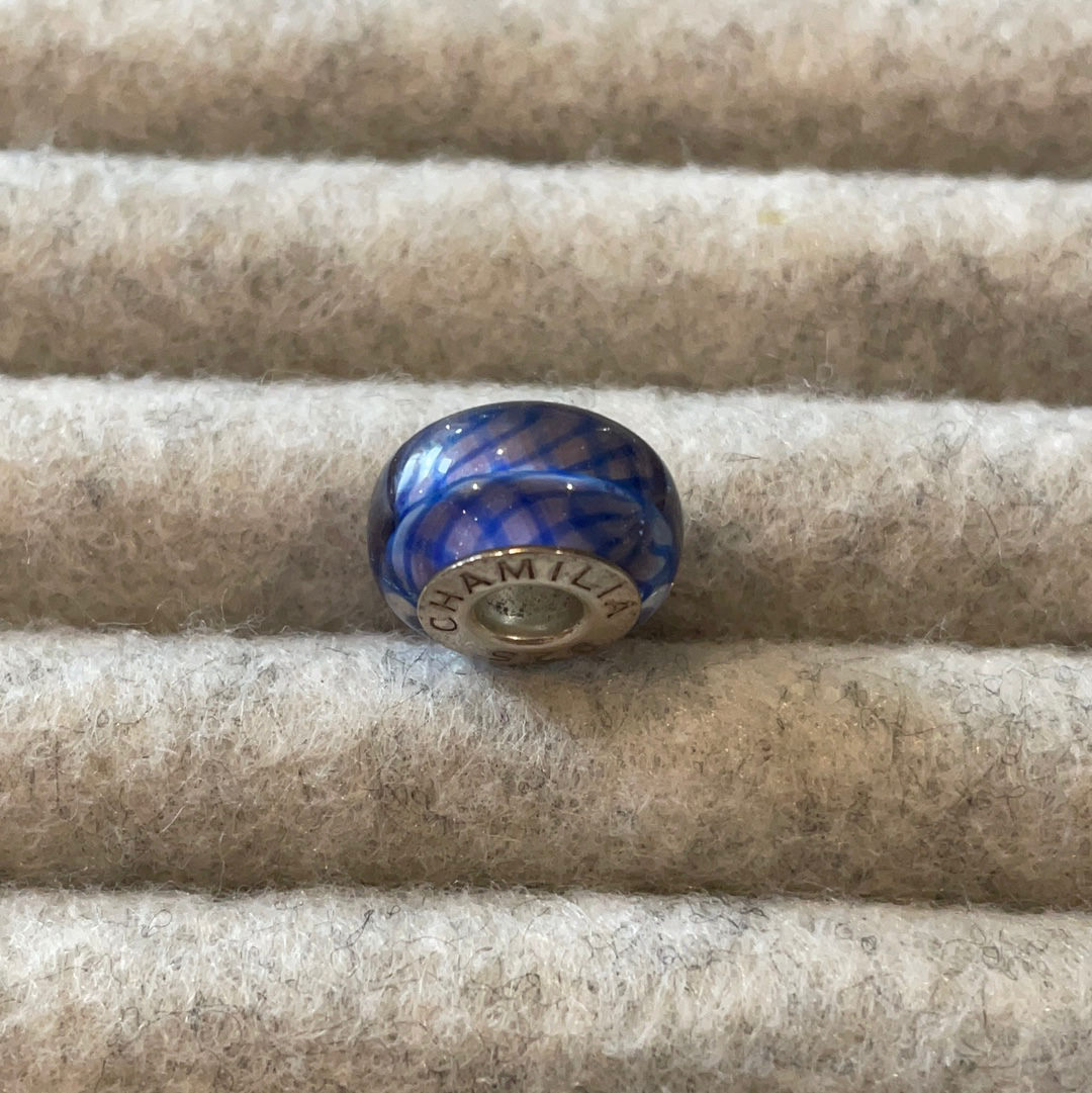 Genuine Chamilia murano - Purple with blue lines