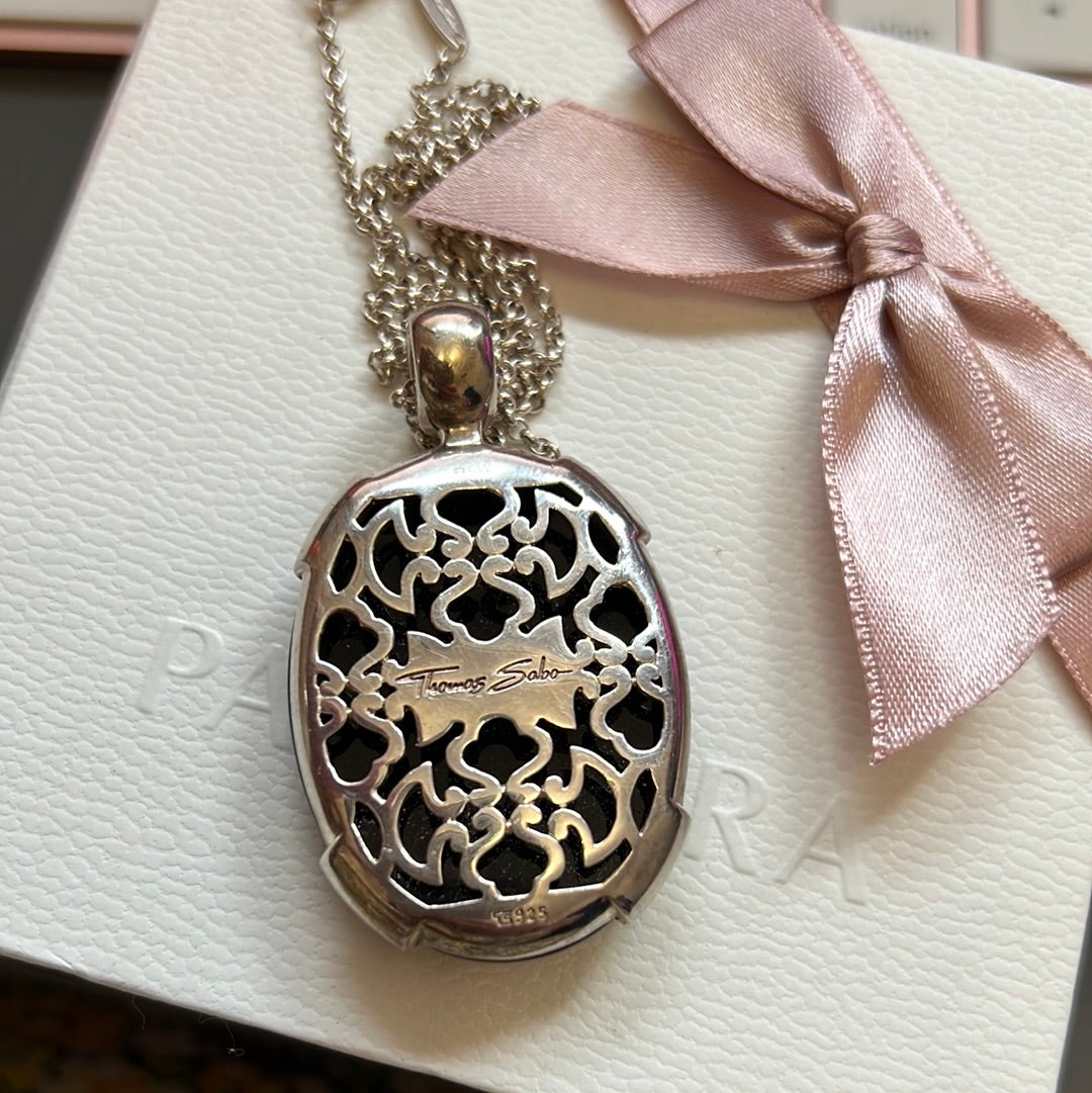 Genuine Thomas Sabo Faceted Onyx Large Rare Pendant Necklace