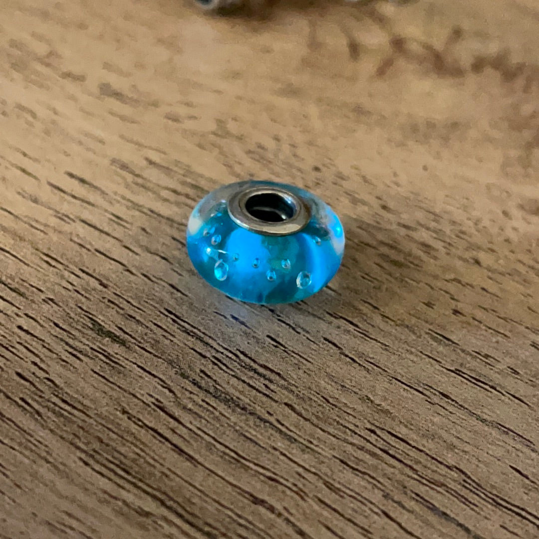 Genuine Pandora Teal Baby Blue Fizzle Murano Charm