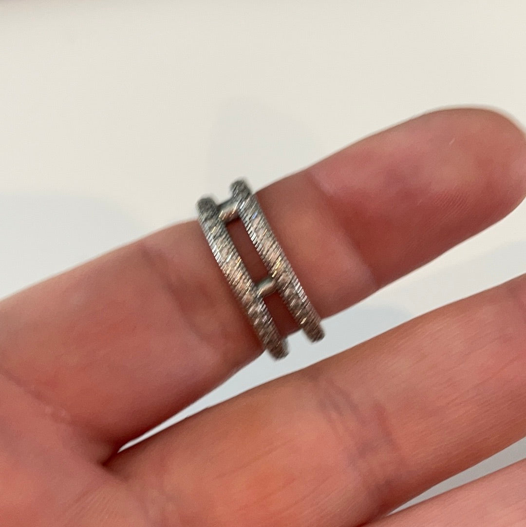 Genuine Pandora Huge Chunky Ring Pave 2 Layer Ring in Size 54