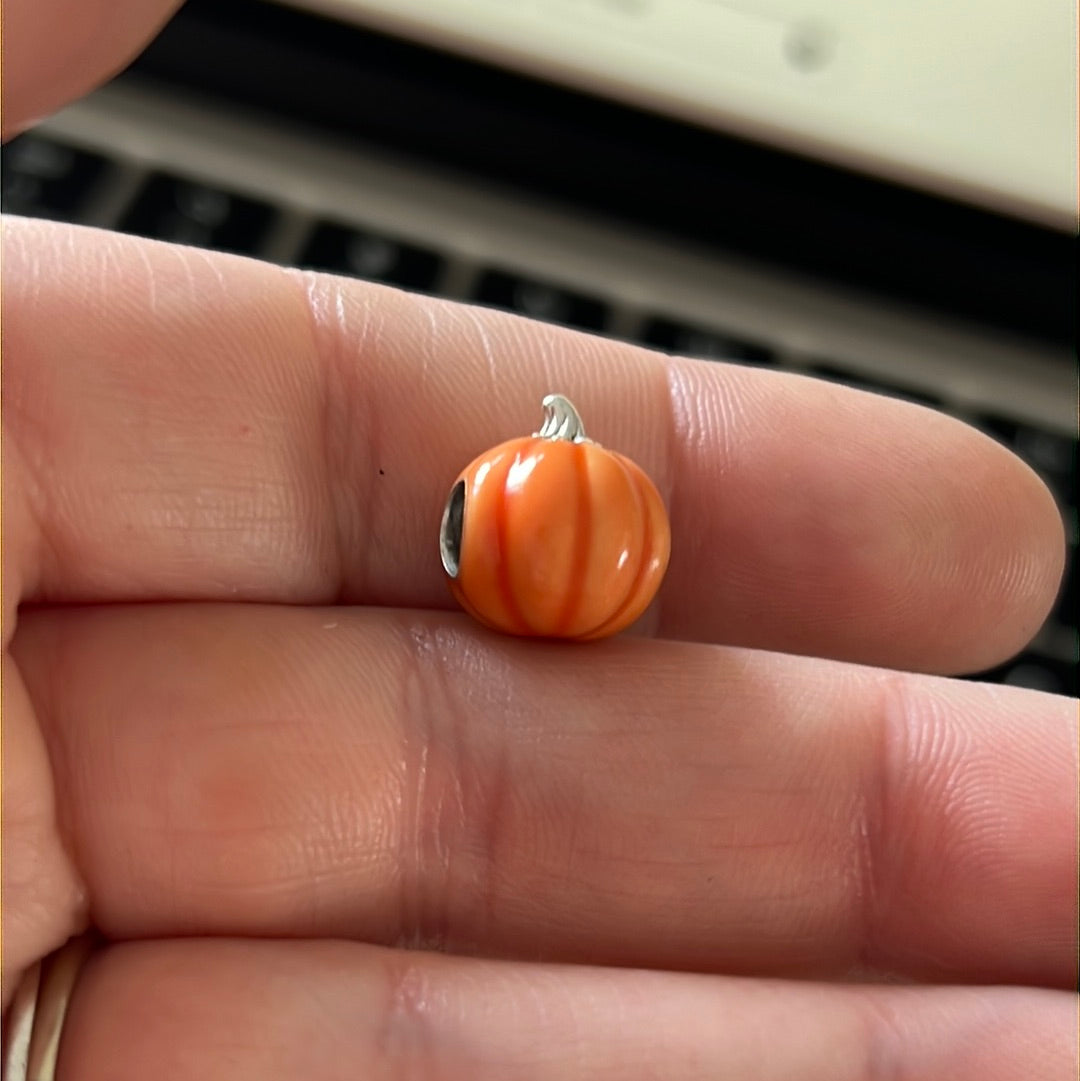 Genuine Pandora Pumpkin Halloween Charm Jack o Lantern Enamel New Style