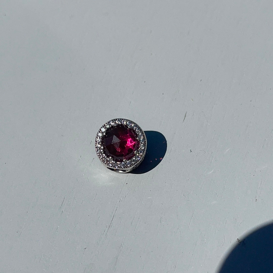 Genuine Pandora Beautiful Cerise Pink/ Red Radiant Heart Charm With Pave Stones