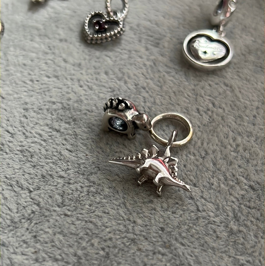 Sterling Silver Baby Dinosaur Charms x2