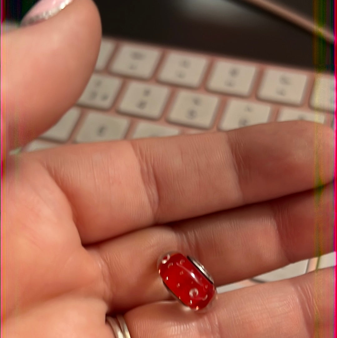 Genuine Pandora Red Fizzle Murano Charm DEFECT