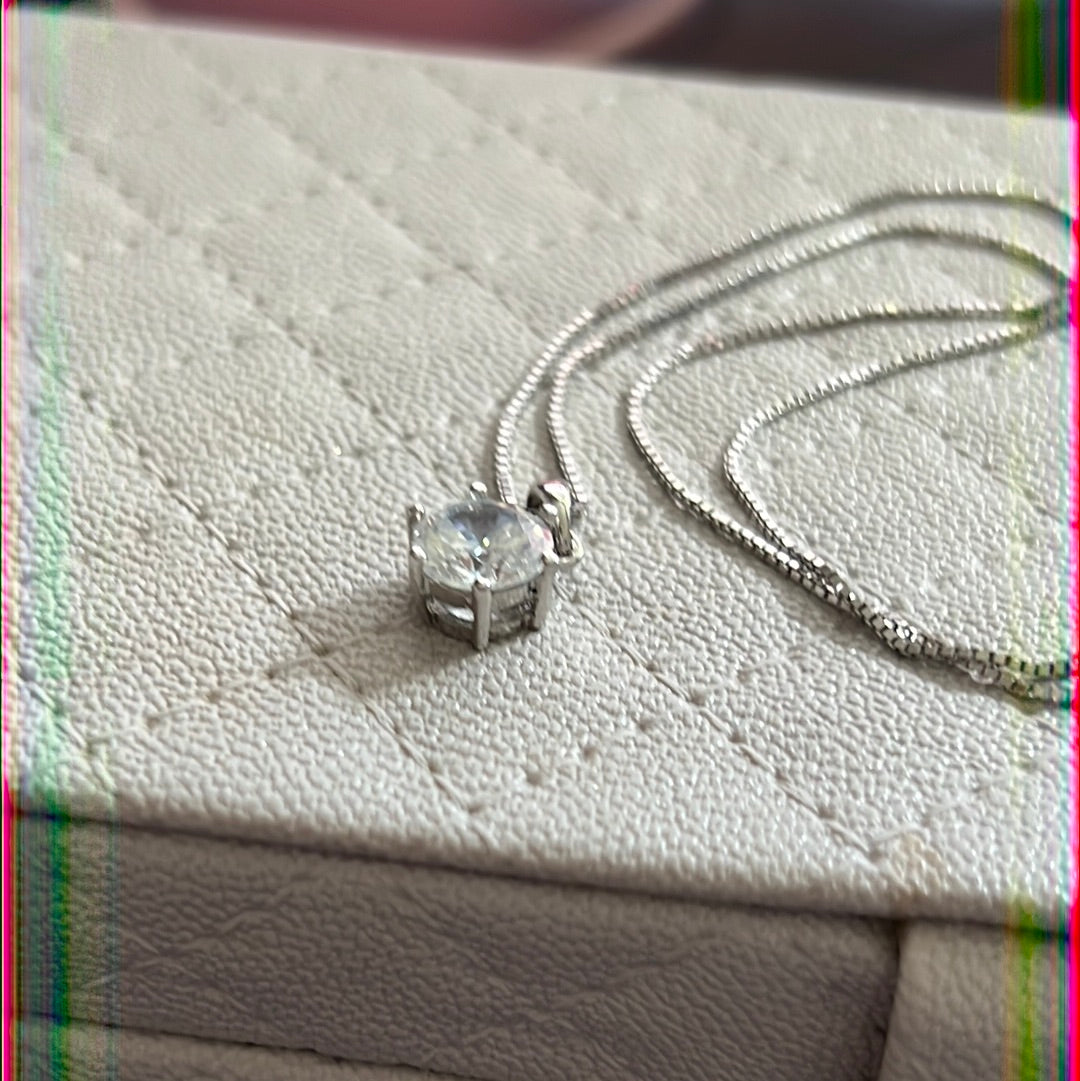 Italian Sterling Silver Pave CZ Circle 55cm Necklace Chain Adjustable