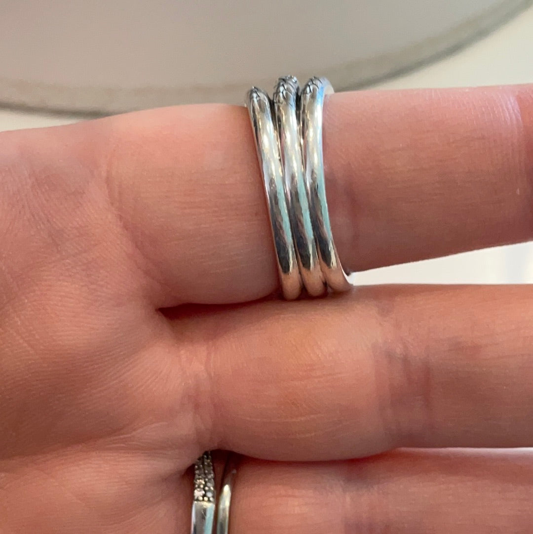 Genuine Pandora Pave Snake Chain Triple Ring Size 52