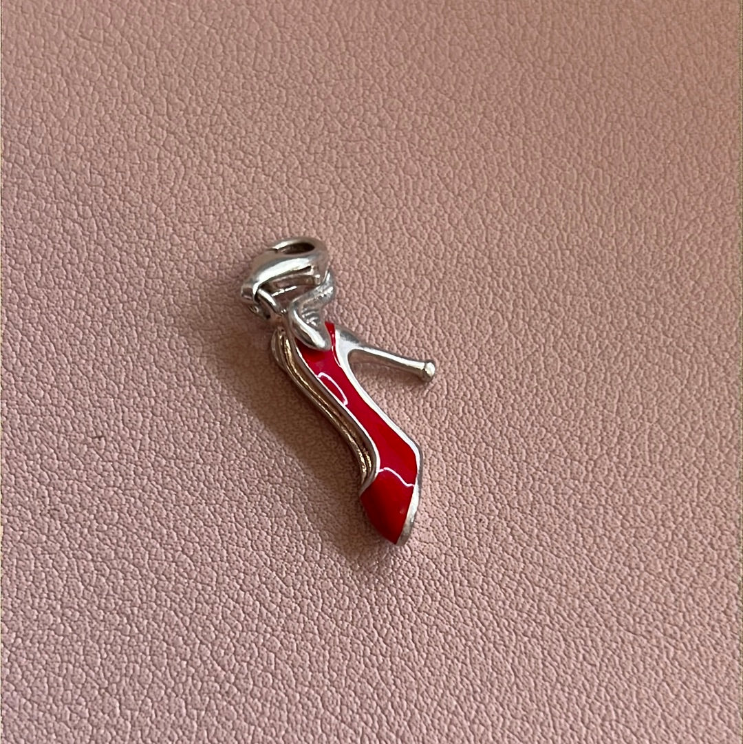 Genuine Thomas Sabo Red Enamel Winged High Heel Shoe Dangle Clip Charm