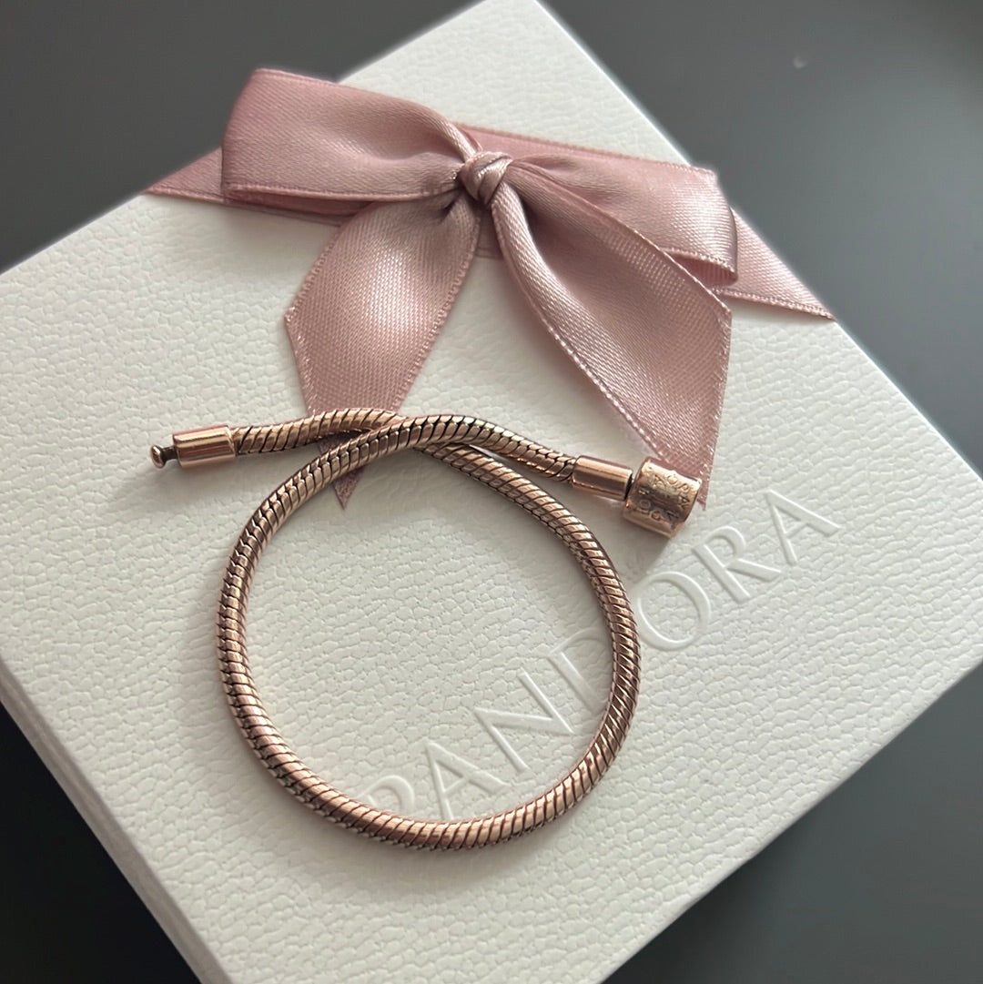 Genuine Pandora Rose Gold Smooth Snake Chain 21cm New Style