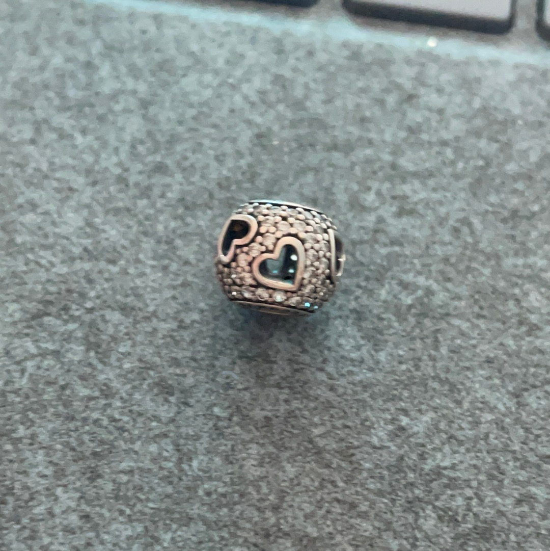 Genuine Pandora Silver Open Work Heart Pave Ball