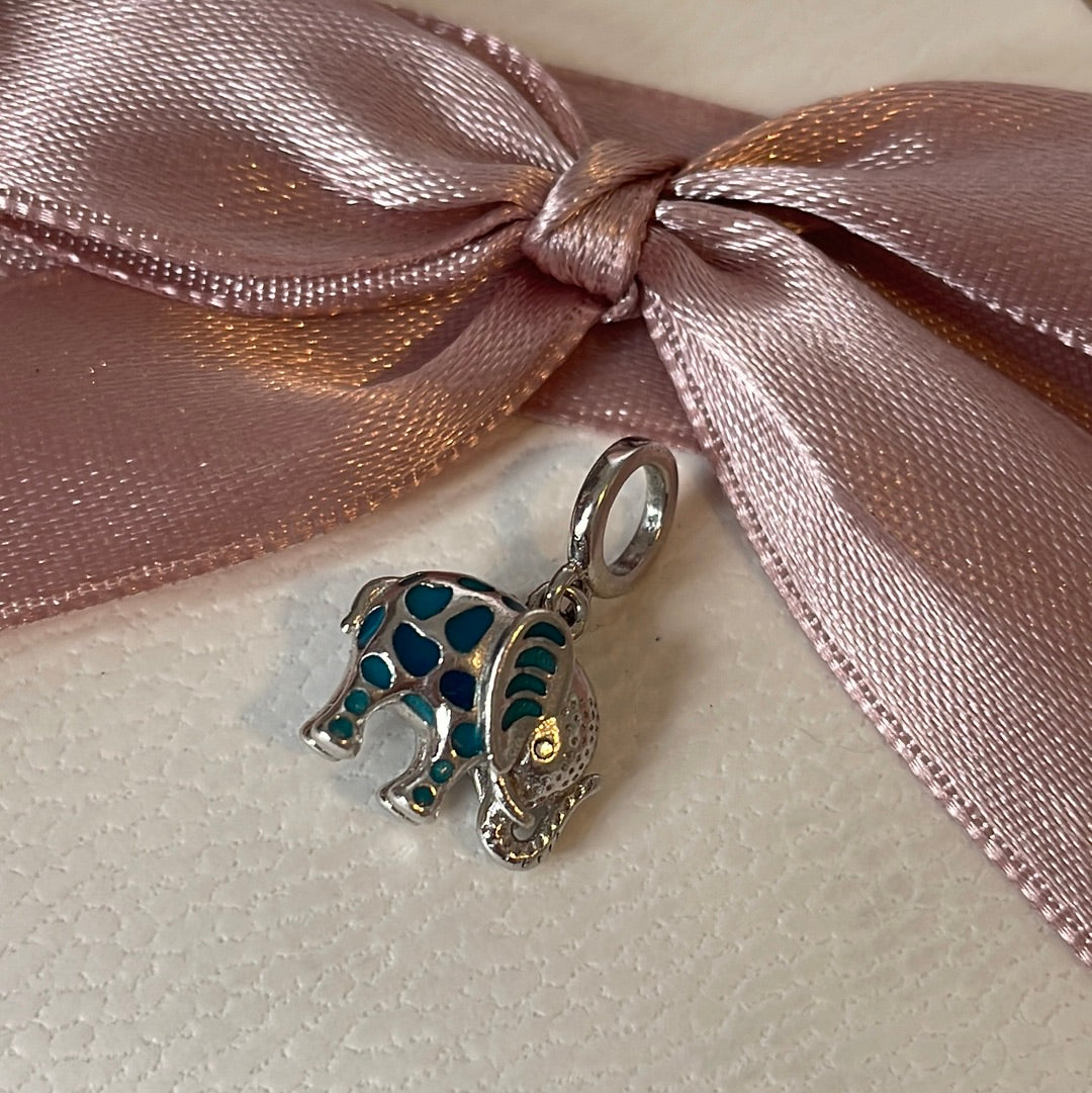 Sterling Silver Enamel Elephant Charm