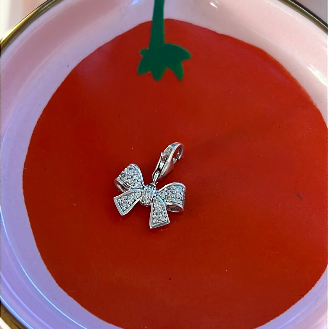 Genuine Thomas Sabo Sterling Silver Dangle Clip Pave Bow Charm
