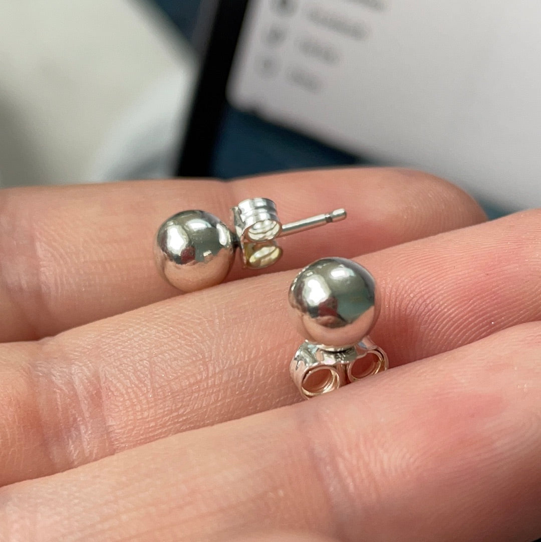 Genuine Pandora Plain String of Beads Ball Earrings Studs